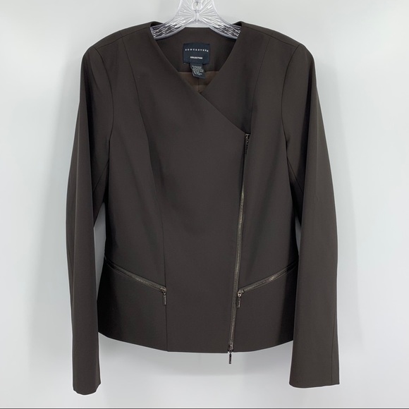Doncaster Collection Moto Motorcycle Style Jacket Blazer Coat Brown Size 8 - Picture 1 of 6